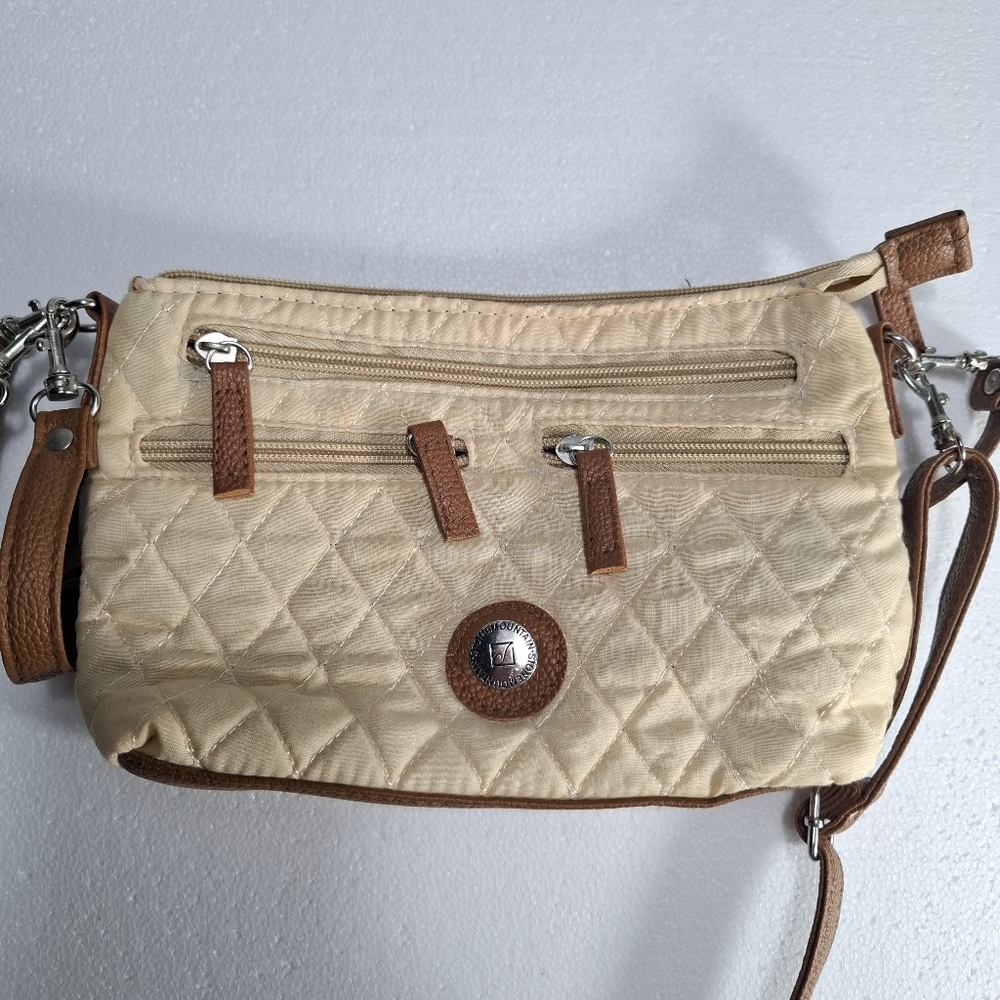 Stone Mountain Gray Fabric Quilted Crossbody Bag Shoulder Double Strap